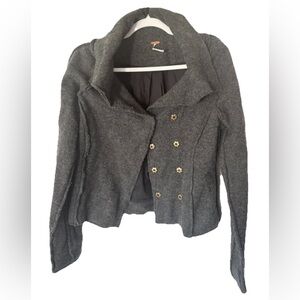 Free People Charcoal Pea Coat with snap buttons LARGE